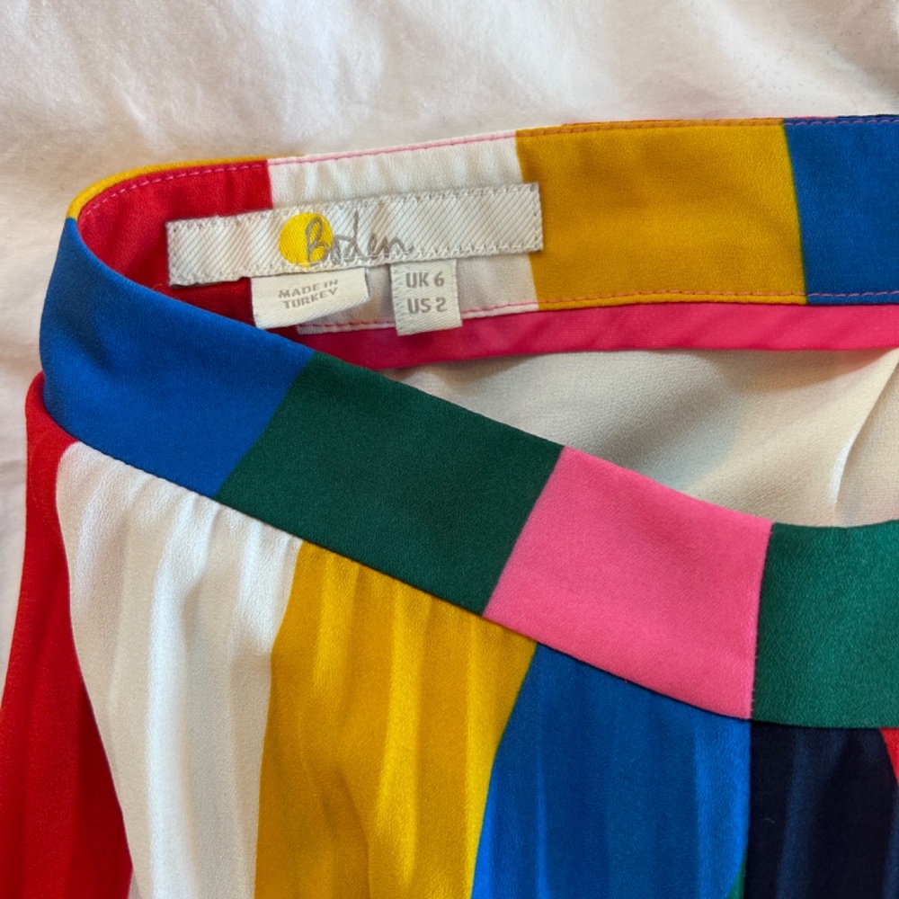 Boden Multicolor Pleated Midi Skirt - Bright Stripe Print - Picture 6 of 8